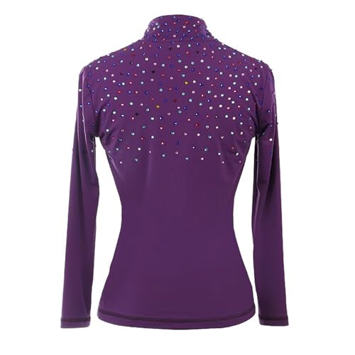 JoyCan Camiseta feminina de patinação artística no gelo com diamantes coloridos de pelúcia roupas de