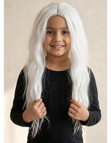 Image of BookMyCostume Long White Hair Extension Wig - Perfect for Fancy Dress, Old Lady Look, Halloween, Stage Performances & Role Play Costume for Kids & Adults