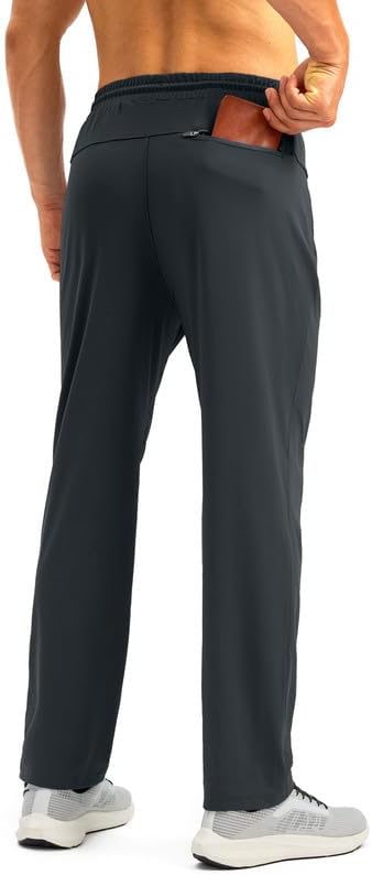 Pudolla Men's Athletic Pants with Zipper Pockets Stretch Workout Sweatpants Lightweight Running Joggers for Men - Image 2