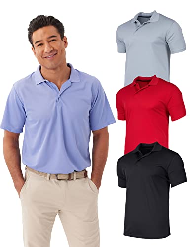 3 Pack:Mens Quick Dry Fit Polo Shirt Short Sleeve Golf Tennis Clothing Active Wear Athletic Performance Tech Sports Essentials Moisture Wicking Casual Dri-Fit T Shirts,Set 6-S
