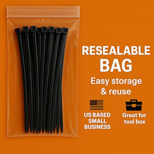 Nirah 4” Small Zip Ties Black – 18 LB Strength, UV-Resistant Nylon 6/6, Small Self-Locking Cable Ties for Electronics, Wire Management, Office, Garden & Everyday Use – 100 Pack