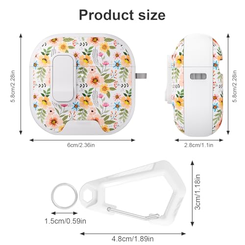 Image of for AirPods 4 Case with Safty Lock & Phone Stand,Cute Floral Pattern Style | PC & TPU Dual Layer Protective Cover with Keychain & Cleaner Pen for Apple AirPod 4th Generation 2024 Women (Morning Glory)