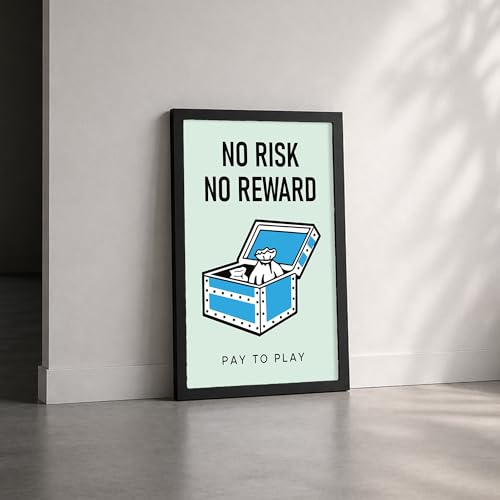 Image of CodersParadise Framed Wall Poster (12x18 Inch) | Inspirational Quote Wall Art | Minimalist Motivational Home Decor for Living Room & Office | Ready-to-Hang Display Frame (No Risk No Reward)