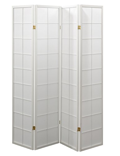 PEGANE Biombo japonés Shoji de Madera Blanco de 4 Paneles