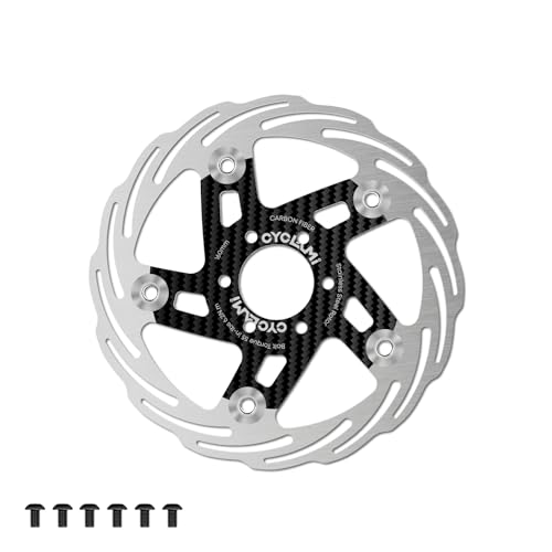 CYCLAMI 160mm Floating Bike Disc Brake Rotor with 6 Bolts Carbon Fiber Bicycle Disc Brakes Rotors for Road Bike/Mountain Bike MTB/Ebike/BMX