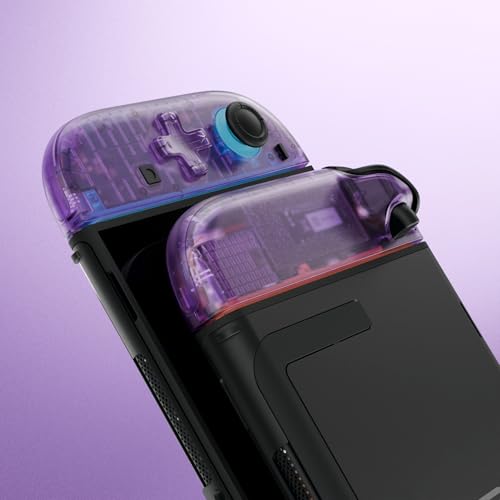 eXtremeRate Replacement Shell (D-Pad Version) with Buttons for Joycon 2, Housing Faceplate Case + Decorative Strips + ABXY Dpad for Nintendo Switch 2 Controller - Essence Version - Clear Atomic Purple - Image 3