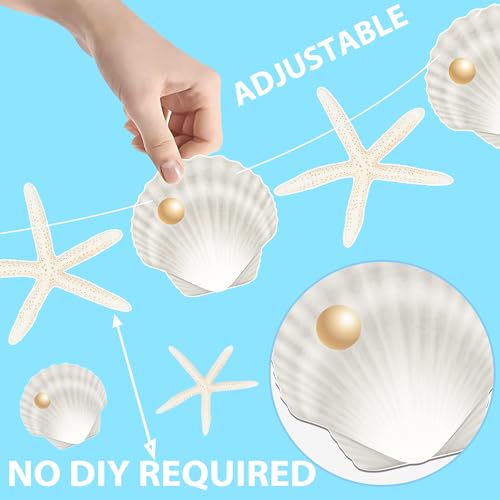 Image of Starfish Sea Shell Banners 4PCS Coastal Beach Party Decorations Nautical Shells Cutout Banners Ocean Starfish Decorations for Under the Sea Summer Baby Shower Party Supplies