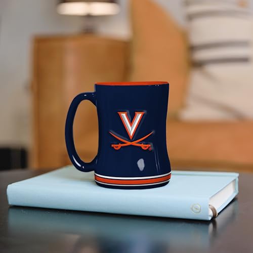 Image of Logo Brands NCAA Virginia Cavaliers 14 oz Relief Coffee Mug - Officially Licensed Mug, Sculpted 3D Logo and Team Colors - Comfortable Handle and Glossy Finish for College Sports Fans