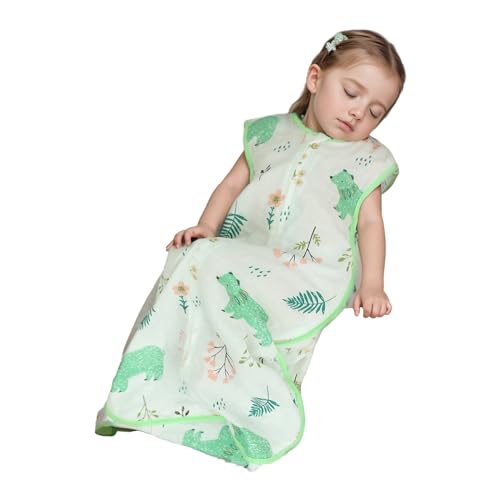 Image of Toddler Sleep Sack 2-3T Muslin 0.5 TOG Lightweight Baby Sleeping Bag, Soft Cotton Breathable Wearable Blanket for Summer, Easy Diaper Change, All Season Use