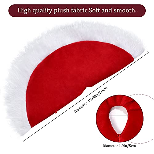 Mudder 19.7 Inch Red and White Mini Christmas Tree Skirt Faux Fur Plush Xmas Tree Skirt for Merry Christmas Holiday Party Decorations Home Christmas Indoor Outdoor Decor