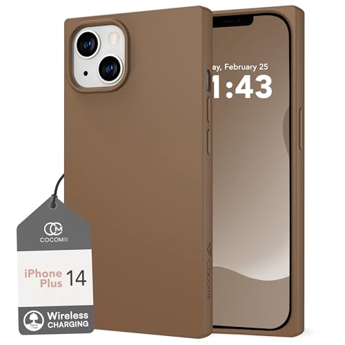 Image of COCOMII Rectangle for iPhone 14 Plus /15 Plus Case, Matte Brown Silicone