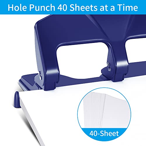 image for AFMAT HP15 Heavy Duty 3 Hole Punch, 40-Sheet Paper Punch, 50% Reduced 