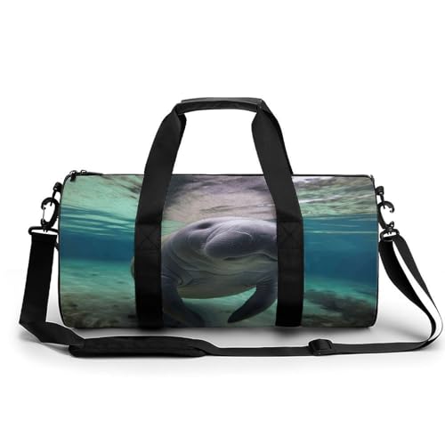 Gym Bag For Women Men Lightweight Cute Sea Animal Manatee Print Duffel Bag Personalized Travel Bags For Travel Sports