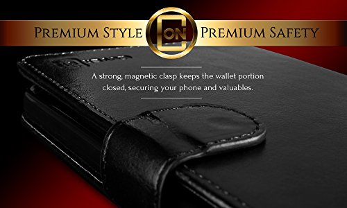 Blu Studio Energy Case, Flip Stand Synthetic Leather Wallet Pouch [Coveron® Executive Series] Credit Card Id Slots And Cash Pocket [Soft Touch Folio Style] Phone Cover Case For Studio Energy - Black #TOP6
