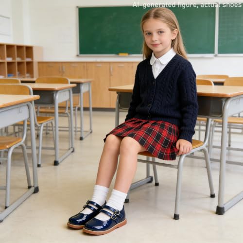 Image of Flaryzone Toddler Little Girl Mary Jane School Uniform Oxfords Flat Dress Shoes