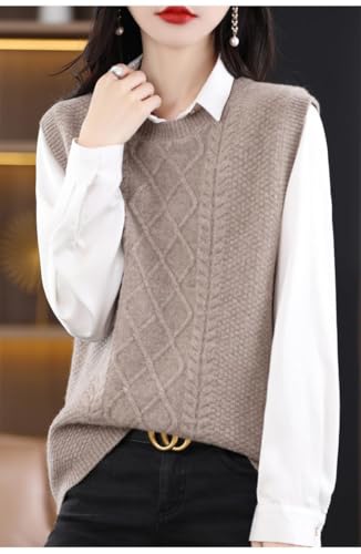 Image of Womens Knit Sleeveless Crewneck Sweater Vest 2025 Knitwear Tank
