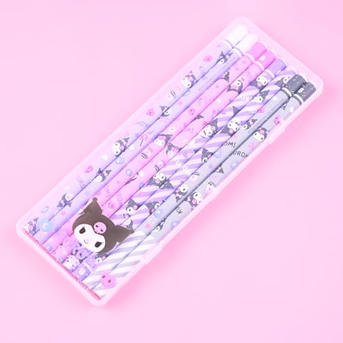 Set de 8 lápices kawaii con estuche plástico claro miniatura 4
