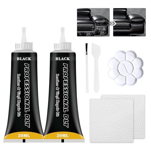 Black Leather Repair Kit for Furniture Leather Car Seat Repair Kit Easily Restore Car Interior Sofa Jacket Restore Any Material with Super Easy Instructions to Fix Scratches Tears Holes