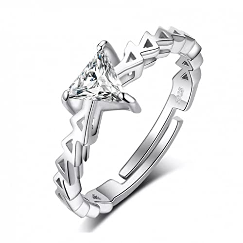 Bague de fiançailles ouverte triangle en argent 925, le cadeau idéal pour femme
