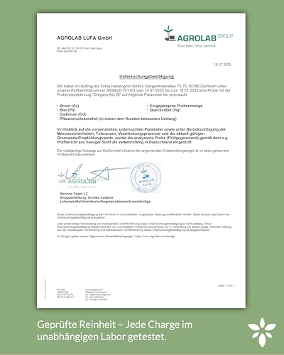 Heldengrün® BIO Oregano Öl [HOCHDOSIERT] mit +82% Carvacrol - Zertifiziertes Lebensmittel zum Einnehmen - Oreganoöl Bio aus Griechenland - Oregano Oil