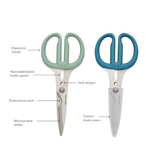 Image of KitchenAid 2-Piece Multipurpose Shear Set, Versatile Scissors with Nutcracker, Bottle Opener, Ergonomic Handles with Protective Blade Covers