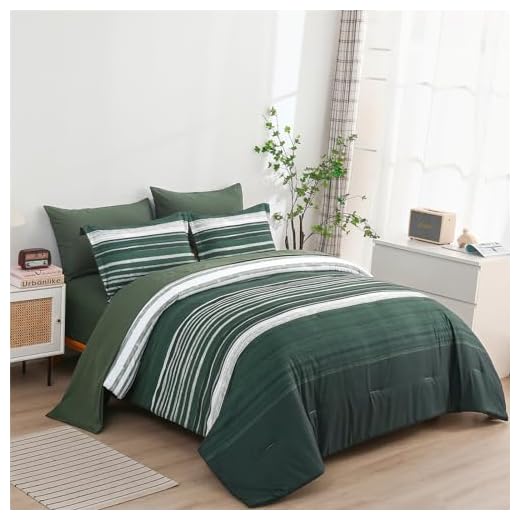 KAKIJUMN 5 Piece Bed in a Bag Stripe Comforter Set