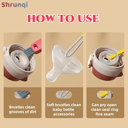 Image of 3 in 1 Bottle Cleaning Brush Set, Multifunction Silicone Cup Lid Gap Cleaner, Home Kitchen Crevice Cleaning Tools, Cute Colorful Rabbit,3 Pcs
