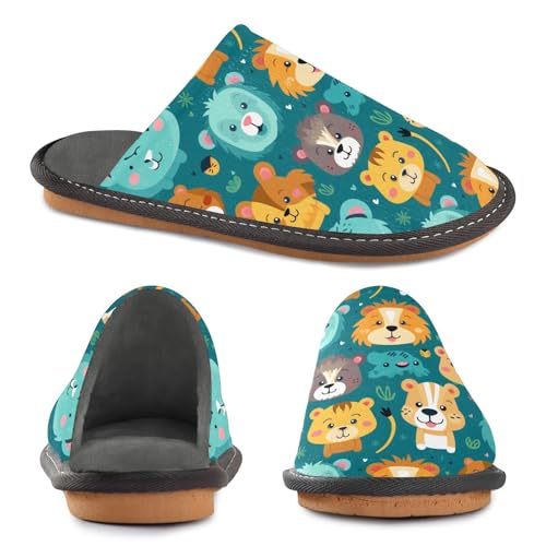 Cartoon Lions Fuzzy Slippers Soft Home Bedroom Slippers for Women Men House Shoes4