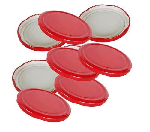 Image of Pure Source India Metal Red Lug Cap Lid for Glass jar, 12 Pieces, 82 mm