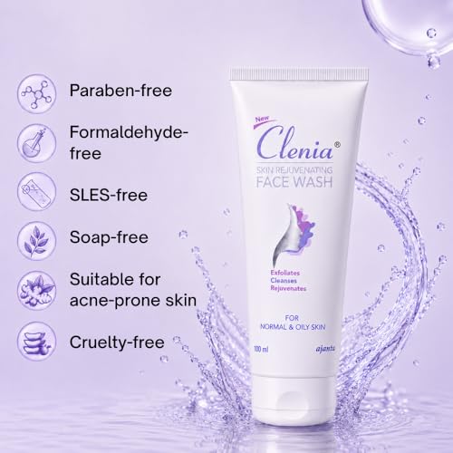 Image of Clenia Face Wash | Mandelic, Salicylic & Azelaic Acids + Niacinamide | Exfoliating Face Wash | Soap & SLES-Free | Cleanses & Rejuvenates | Normal & Oily Skin | Lightens Spots | Acne Control | 100ml