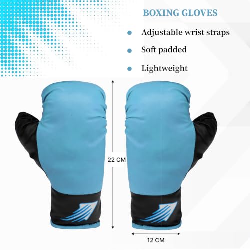 Image of WHACKK Junior Boxing Kit Light Blue| Boxing Set for Kids & Beginners | Lightweight Training Kit for Home Practice, Fitness & Self-Defence, Boys & Girls