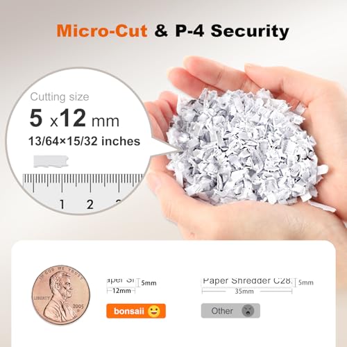 Image of Bonsaii 10-Sheet High-Security Micro-Cut Paper Shredder, Credit Card /Staples /Clips Shredders for Office and Home Use, 3.5-Gallon Pullout Wastebasket with Large Transparent Window (C220-B)