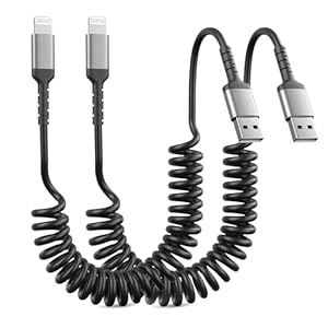 ADILIFT USB to Lightning Coiled Cable 2Pack, MFi Certified Short Fast Charging Cord Apple Carplay Cable for iPhone 14 13 12 11 Pro Max Mini 10 8 Plus XR SE, AirPods