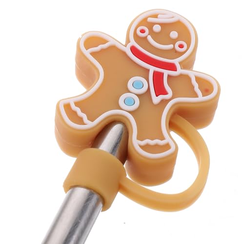 UKCOCO 4 pcs toppers navideños de silicón para pitillos miniatura 5