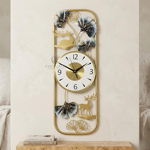 Image of Craft2lance 24-Inch Wall Clock Decor Art Sculpture for Home & Office | Modern Large Deer Metal Wall Clock for Living Room, Bedroom, Restaurant & Cafe | Stylish Decorative Timepiece (60 cm)