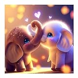 DIYDECORFUN Baby Elephant Diamond Painting Kit for Adults, DIY 5D Full Drills Diamond Art Painting for Kids Cute Painting with Diamonds,Animal 5d Gem Art Diamond Dots Kits Home Decor 12x12 inch