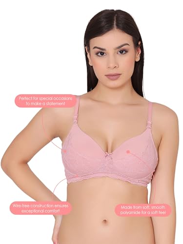 Image of Groversons Paris Beauty Women's Padded, Non-Wired, Multiway, T-Shirt Bra with lace (BR097)
