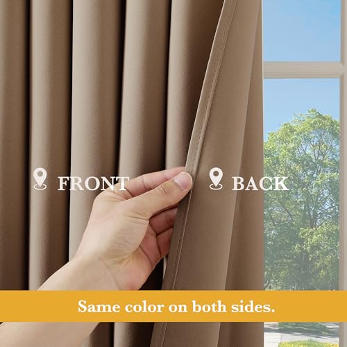 Image of RYB HOME Blackout Thermal Insulated Curtains, Portable Curtain for Sliding Glass Door /Storage /Space Room Divider, Large Window Treatment Room Divider Panel, W80 x L84, Cappuccino, 1 Panel