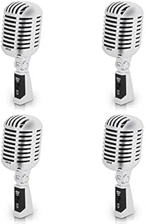 Pyle Pro PDMICR42SL Old Fashioned Vintage Retro Style Dynamic Adjustable Compact Desktop Studio Mic Professional Vocal Recording Microphone (4 Pack)