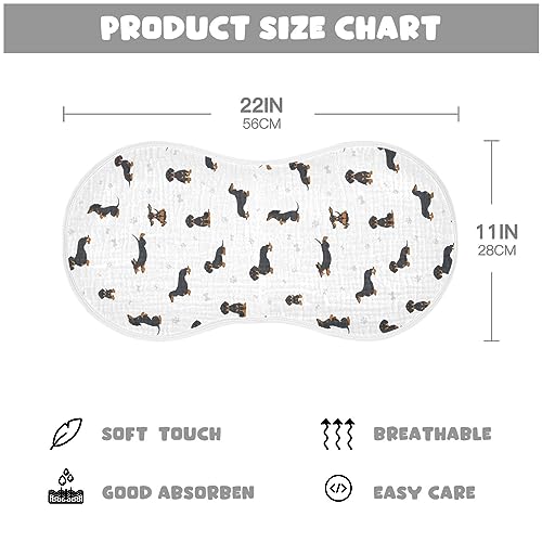 Image of Muslin Baby Burp Cloths, Dachshund Short Haired Dogs Baby Rags Comfy Soft Absorbent in for Newborn Boys and Girls 1 Piece 22 x 11 Inch