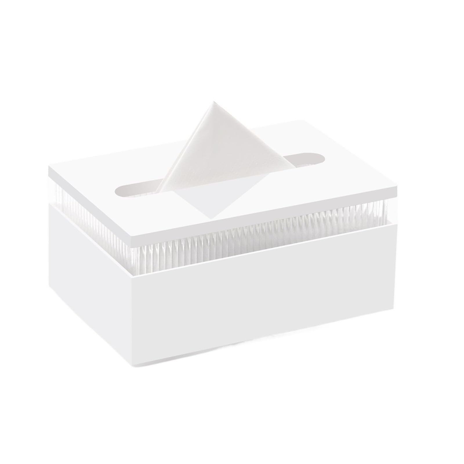 Tissue Case Rectangle Ripple Napkin Paper Case Dispenser For Home Bathroom Dresser Offices Car Tissue Box Holder Tissue Dispenser(White)