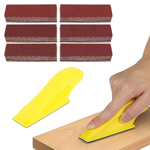YUPZAR Kit de Lijado Manual, Micro Lijadora con 30 Piezas Papel De Lija, Surtido Papel,90 x 30 para Lustramuebles de Madera, Metal de Abrillantar Coche