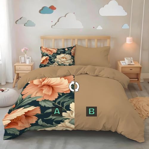 Housse de couette 240x260 microfibres douce zip pivoine 3D - 5