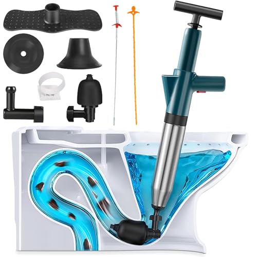 VHV – Desatascador de inodoro, inodoro, lavabo, bañera, sifón con accesorios, desatascado rápido, fácil, eficaz (verde claro)