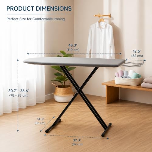 Image of SD STANDLONE Premium Foldable Ironing Board with Iron Rest & Adjustable Height | Heavy-Duty Steel Frame | Heat-Resistant Padded Cover | Stable Non-Slip Legs | Space-Saving Design for Home Use
