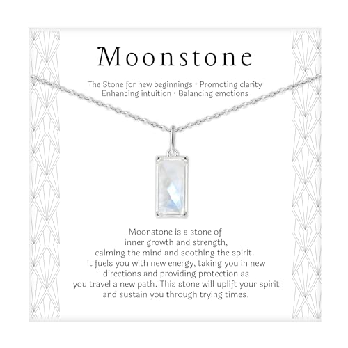 HOPE LOVE SHINE New Beginnings Rainbow Moonstone Sterling Silver Necklace for Women - Meaningful Jewelry Gifts for Her