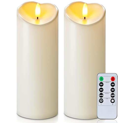 Bougies piliers LED étanches Homemory anti coulure blanc ivoire 7,6 x 20,3 cm à piles