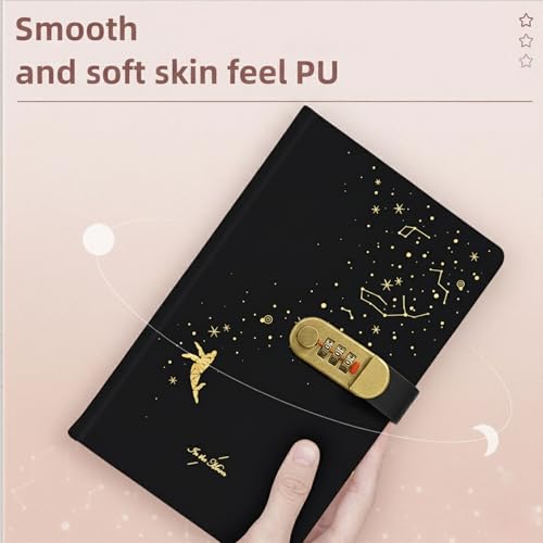 Image of Diary with Lock, A5 Personal Notebook with 3-Digit Combination Lock, PU Leather Journal for Women & Men | Secret Writing Notebook for Girls, Boys, Office & School and Gifts (22 X 15 CM) (Starline)
