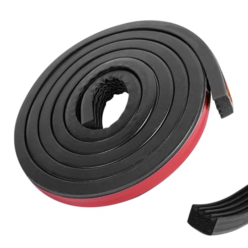 326A0004 Ribbed Bulkhead Seal Strip 3/5 in x 65 in Self-Adhesive EPDM Ribbed Foam Rubber Weather Stripping for Tonneau Cover Truck Bed Cover RV Boat Auto Marine Garage Door (Black 1 Pcs)