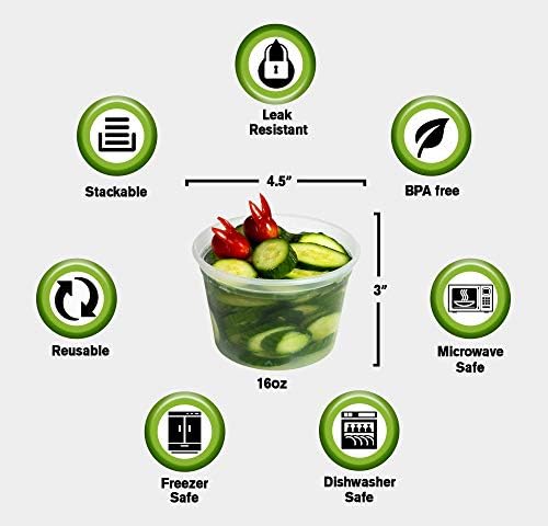 Deli Food Storage Containers with Lids 24 Sets 16oz - Clear Disposable Meal Prep, Microwave Plastic Containers with Lids, BPA Free, Stackable, Leakproof, Reusable Deli Containers, Freezer Safe - Thumbnail 2